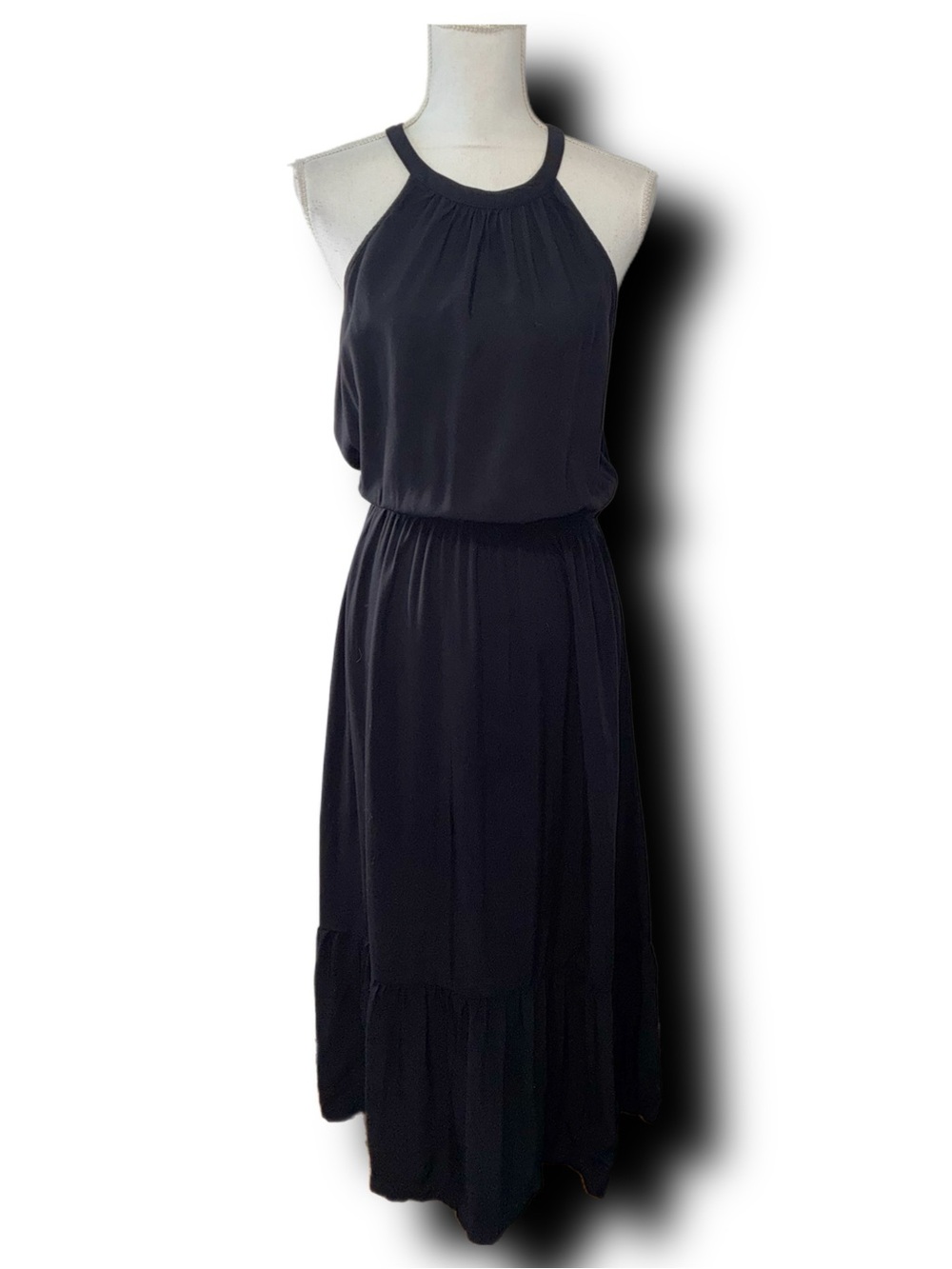 Old Navy Black Halter Midi Dress w Defined Waist Whimsigoth Witchy Vibes